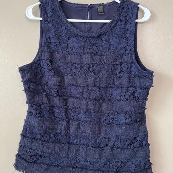 J.Crew Navy Lace Sleeveless Blouse - Picture 4 of 6